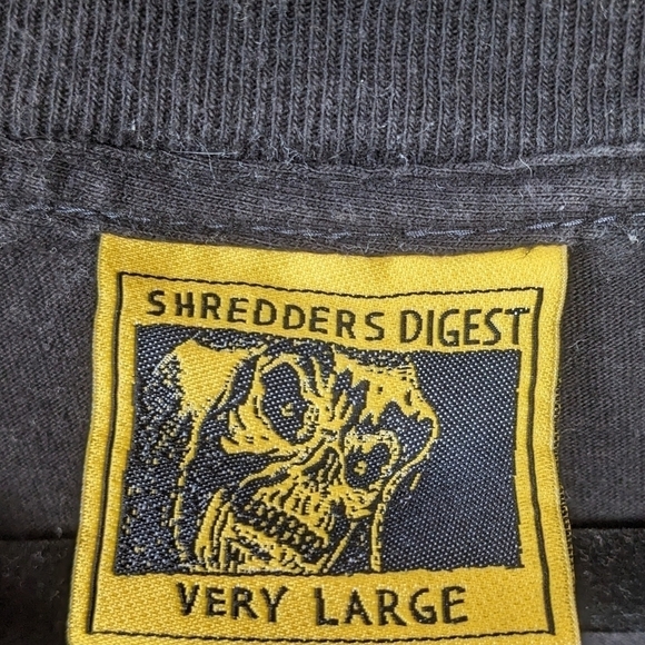 Shredder's Digest Black Yellow Heavyweight Short Sleeve T-Shirt Very Large - Picture 3 of 6